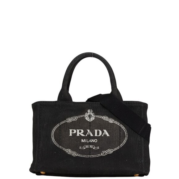 PRADA Black Canvas Shoulder Bag